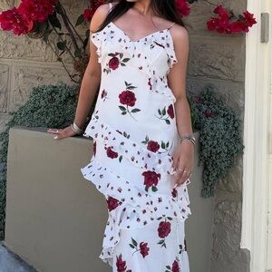 Jessica Simpson White and Red Floral Maxi Dress
